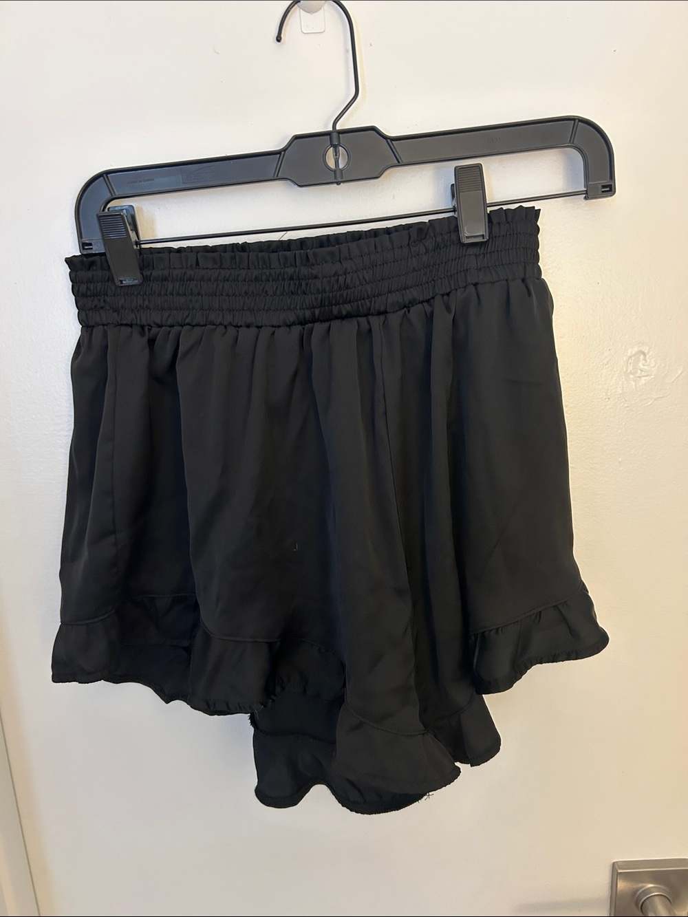 Azazie Black Ruffle Hem Pajama Shorts